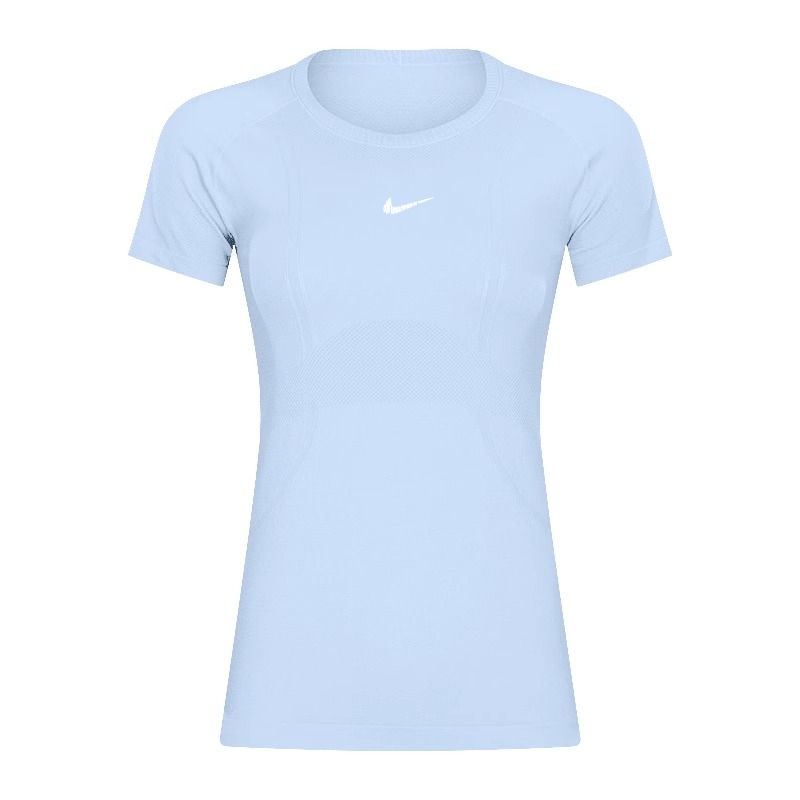 

Ole Скидка Облегающая Утягивающая Одежда для Йоги Футболка с Коротким Рукавом и Круглым Вырезом Дышащая для Бега и Спорта Эластичный Топ для Пилатеса Light Blue S