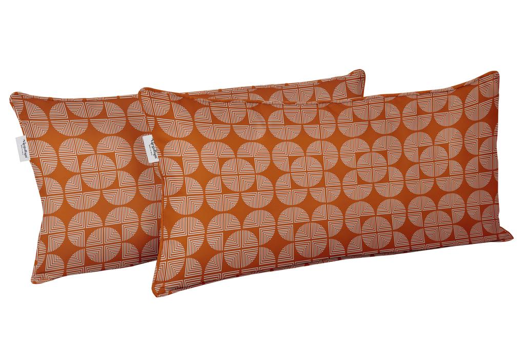 Vargottam Indoor Outdoor Polyester Fabric Lumbar Pillow Cover With Insert, All-Weather Waterproof Rectangular Cushion for Patio Furniture