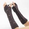 Unisex Half Finger Gloves Jacquard Heart Knitted Arm Wrist Sleeve for Winter