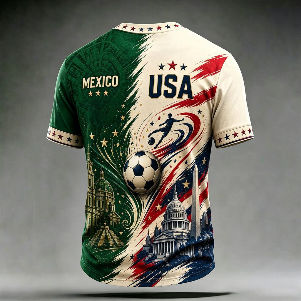 Men's Round Neck Printed Soccer for Sports and Casual Wear
