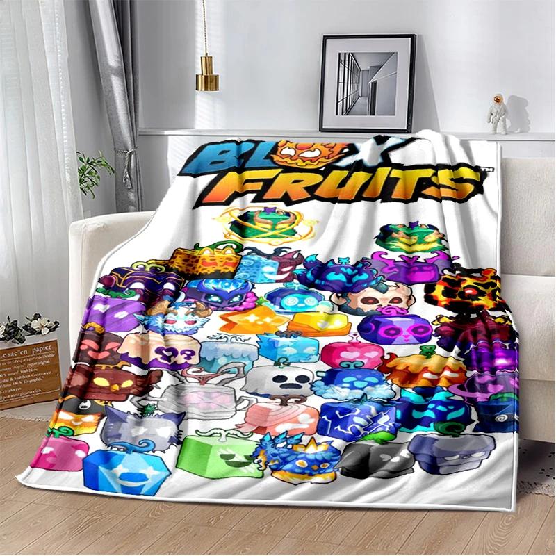2025 New Style B-Blox Fruit Cartoon Flannel Blanket,Soft Throw Blanket for Home Bedroom Bed Sofa Travel Cover Kid Gift