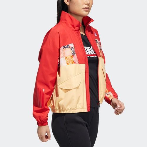 adidas CNY Lunar New Year Color-Block Sports Jacket for Women, Light Scarlet