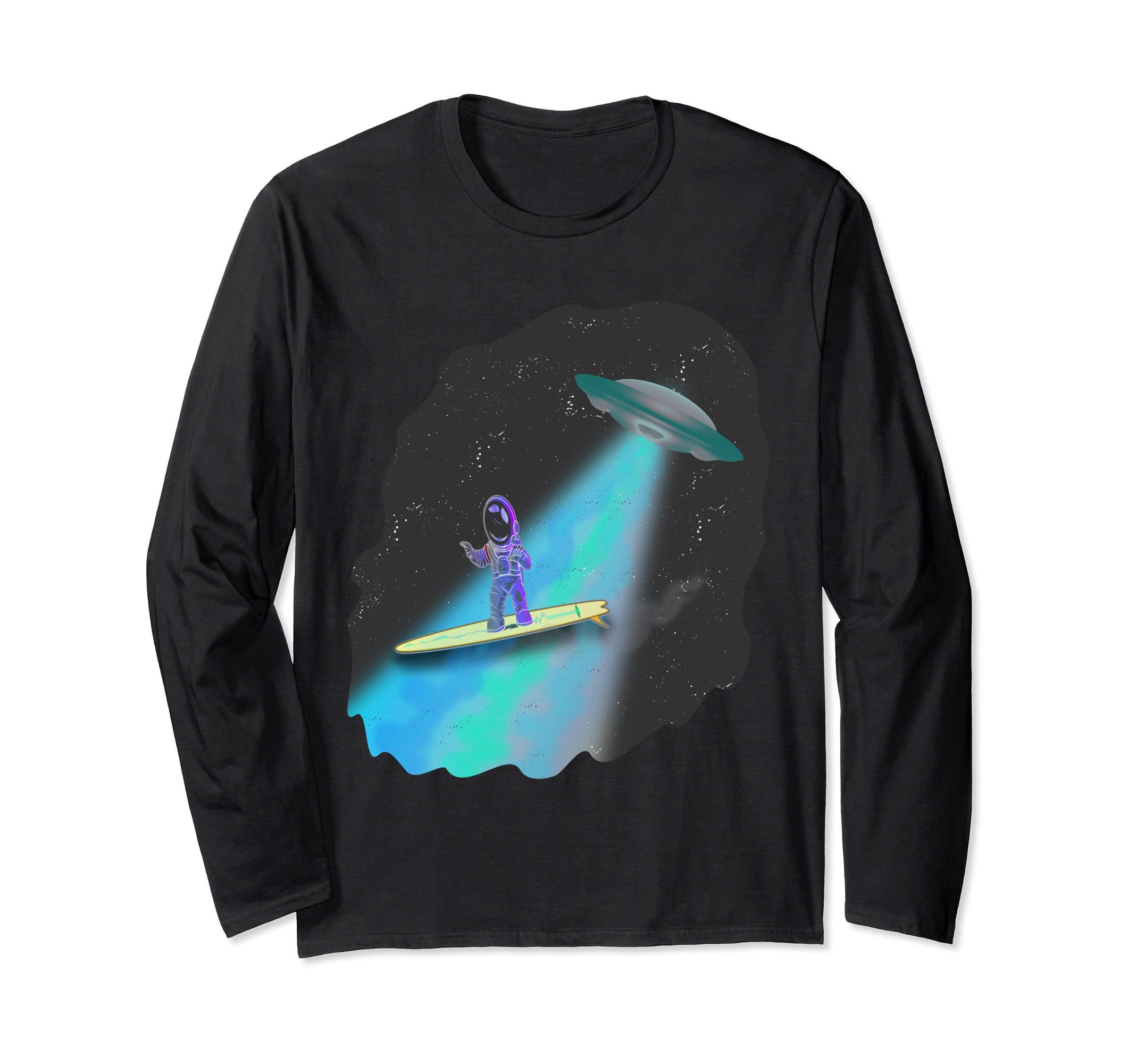 

Retro Funny Space Surfing Astronaut Ride Alien Tractor Beam Long Sleeve T-Shirt