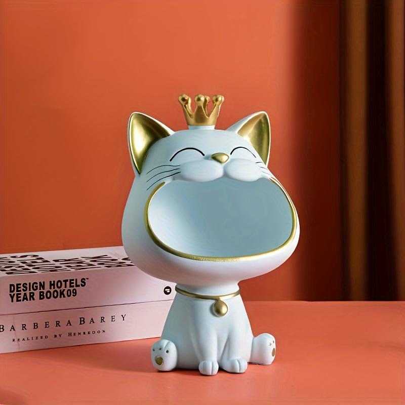 Lucky Cat Statue Sculpture Table Decoration Miniature Figurine Sundries Storage Box Modern Living Room Desk Home Decor Ornaments