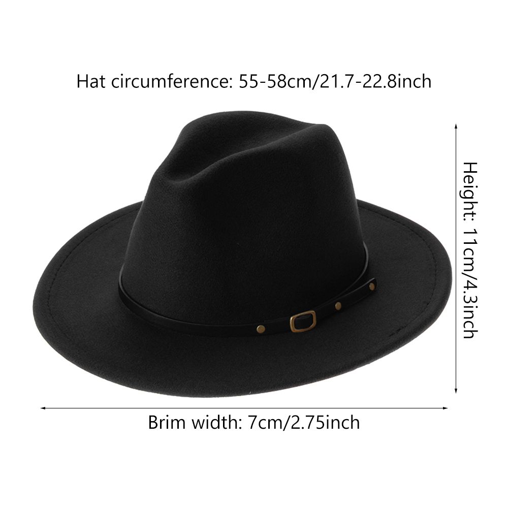 Vintage Felt Fedora Hats with Belt Buckle for Men & Women Wide Brim Outback Hat Panama Jazz Hat Cowboy Hat