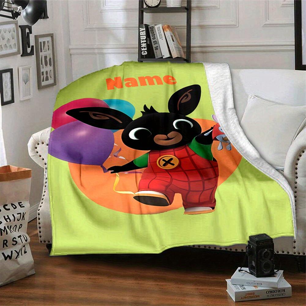 Bing Bunny Balloons Flannel Blanket With Customizable Name Soft And Comfortable Shawl Blanket For All Seasons Suitable For Home Travel Camping Office