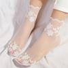 New Summer Short Socks Women Mesh Lace Transparent Lolita Style Invisible Thin Non-slip Short Ankle Black Low Cut Boat Socks