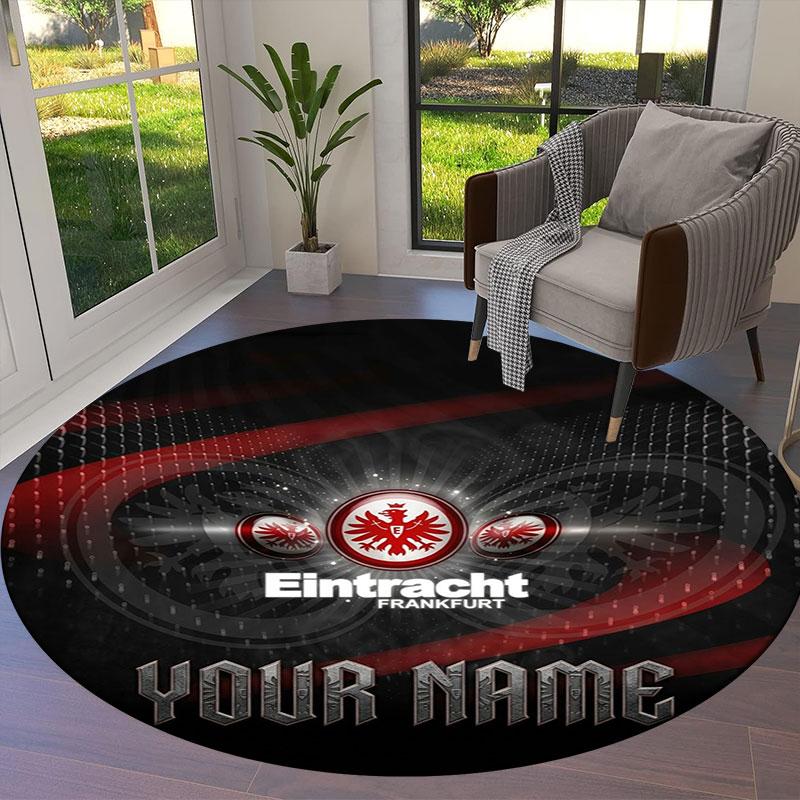 Eintracht Frankfurt Custom Name Round Area Rug,Carpet Rug for Living Room Bedroom Sofa Playroom Decor,Non-slip Floor Mat
