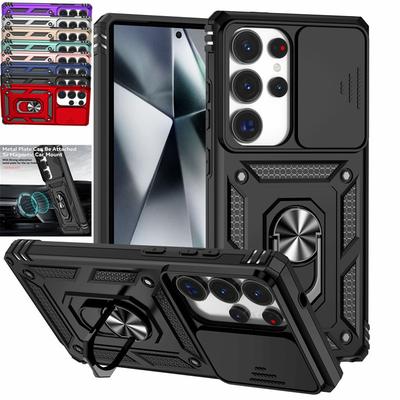 Schuif Camera Lens Hoes Voor Samsung S25 Ultra Plus 5G Magnetische Armor Hybride Metalen Ring Achterkant Voor Samsung S25Ultra S 25