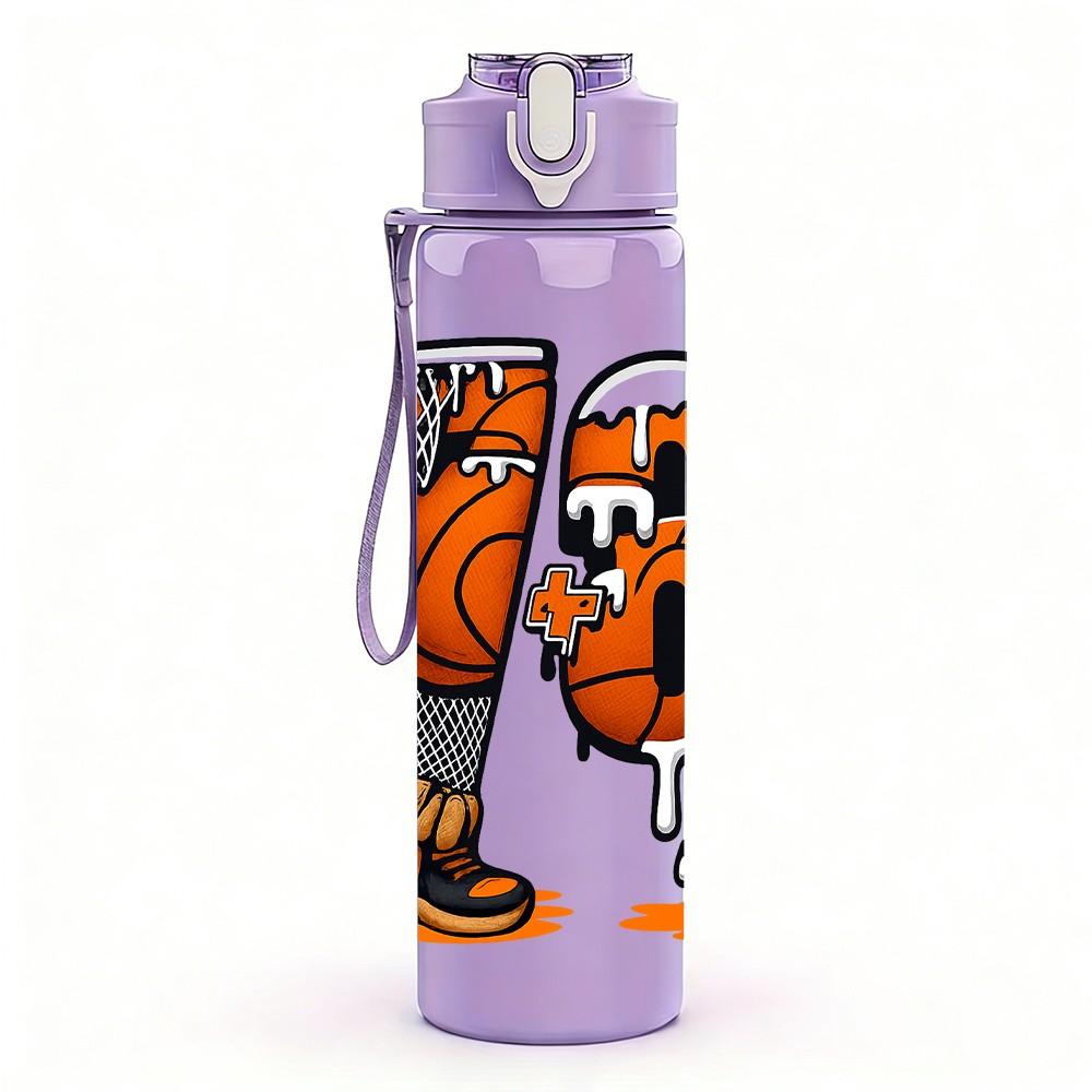 1PC Two Stacked Basketball Character 750ml Color Plastic Sports Water Bottle Leakproof Flip Straw Lid Suitable for Sports Office Home Use