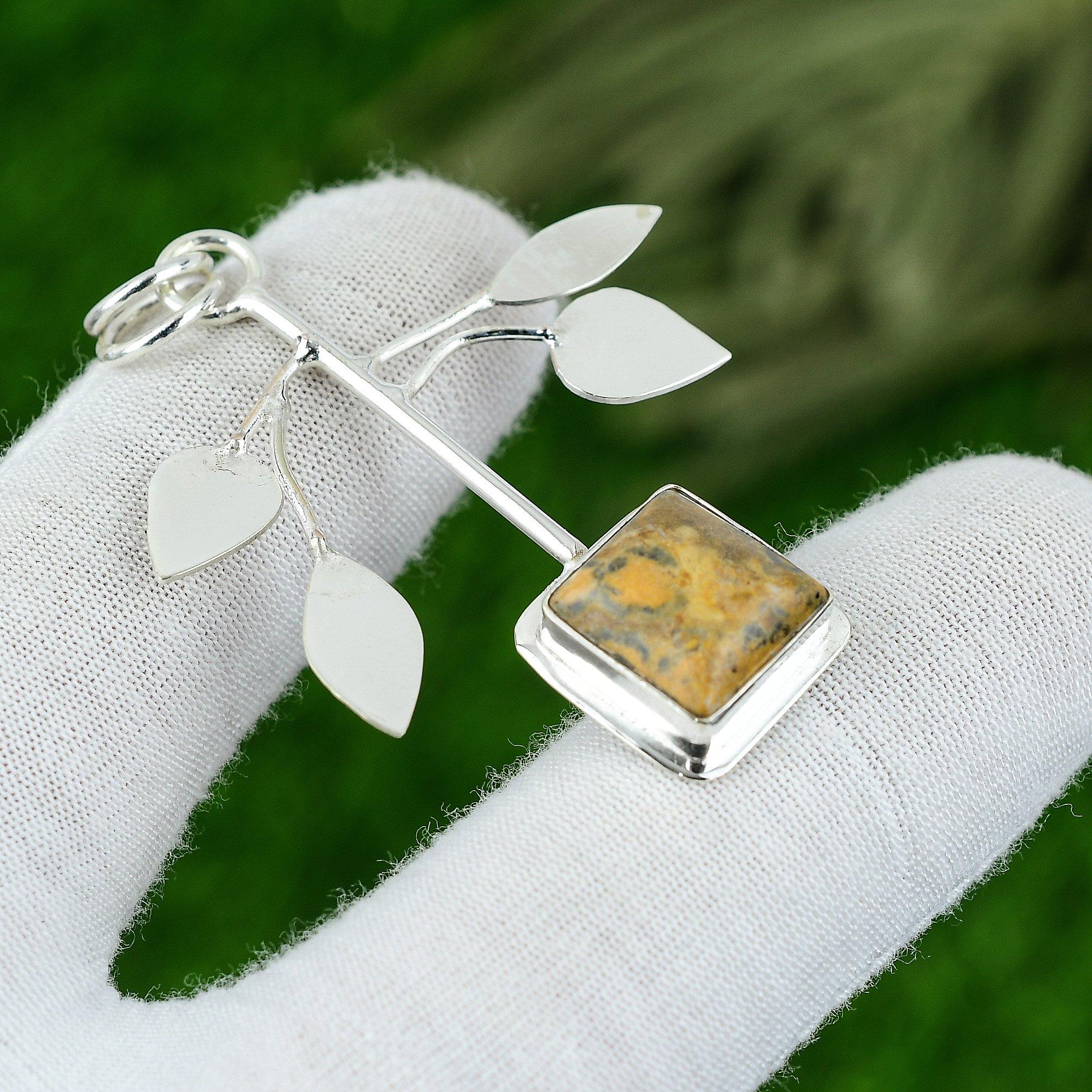 

Подарок на годовщину для нее Подвеска из натурального камня Яшма-картина 925 серебро