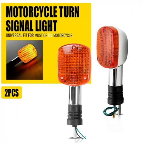 

2x Amber Chrome LED Rear Front Turn Motorcycle Signal Blinker Indicator Lights