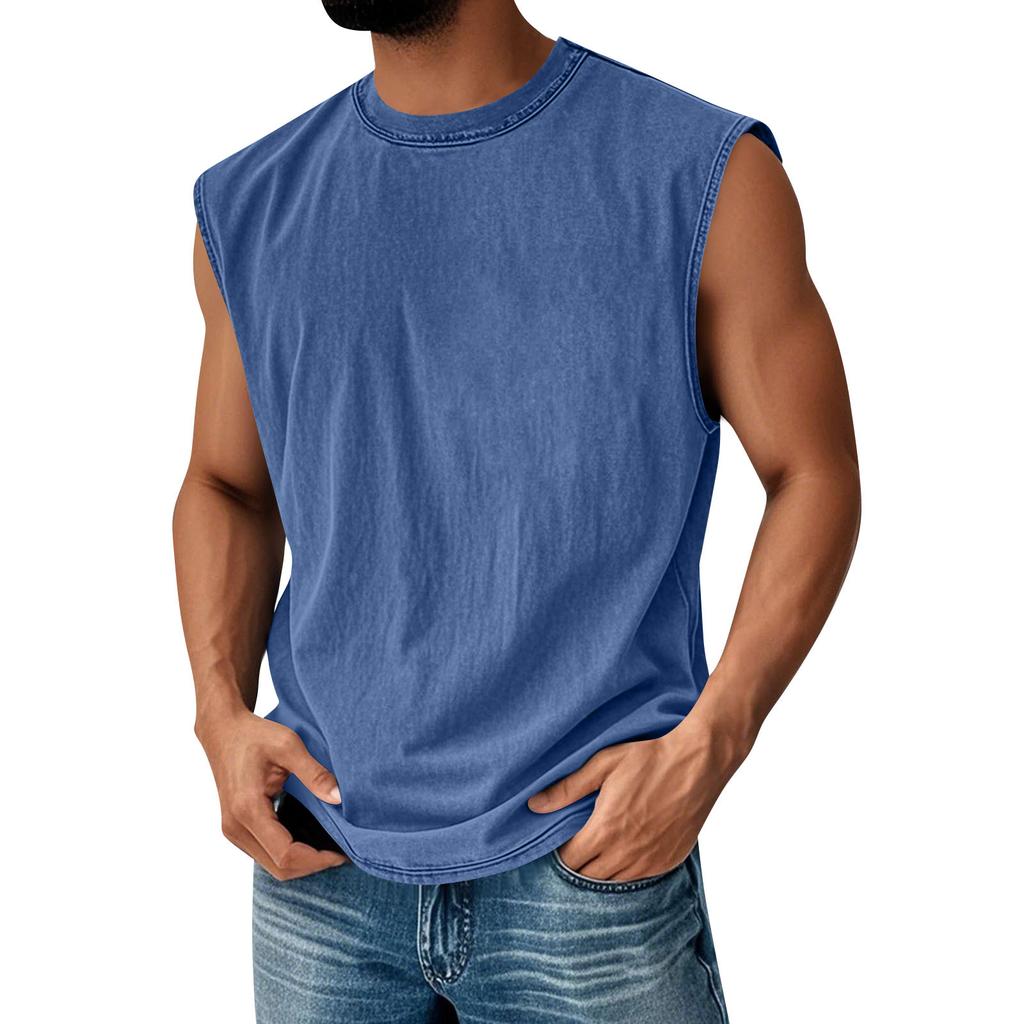 Herren Rundhals Used Look Oberteil Lässiger Komfort Weste
