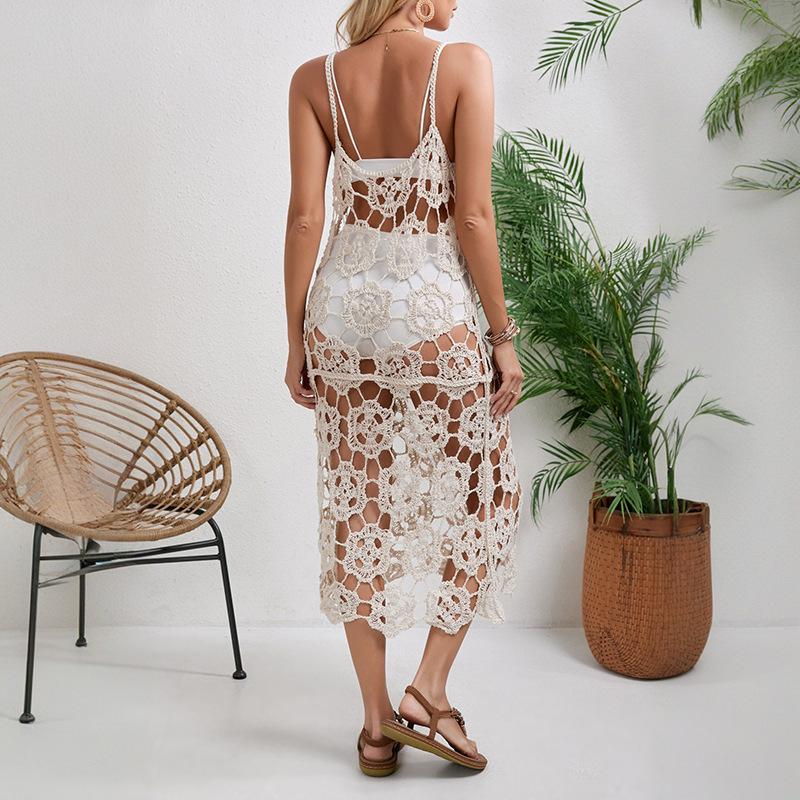 Spódnica Plażowa Damska Jednolity Kolor Seksowna Pusta Plażowa Sukienka Damska Strój Kąpielowy Bikini