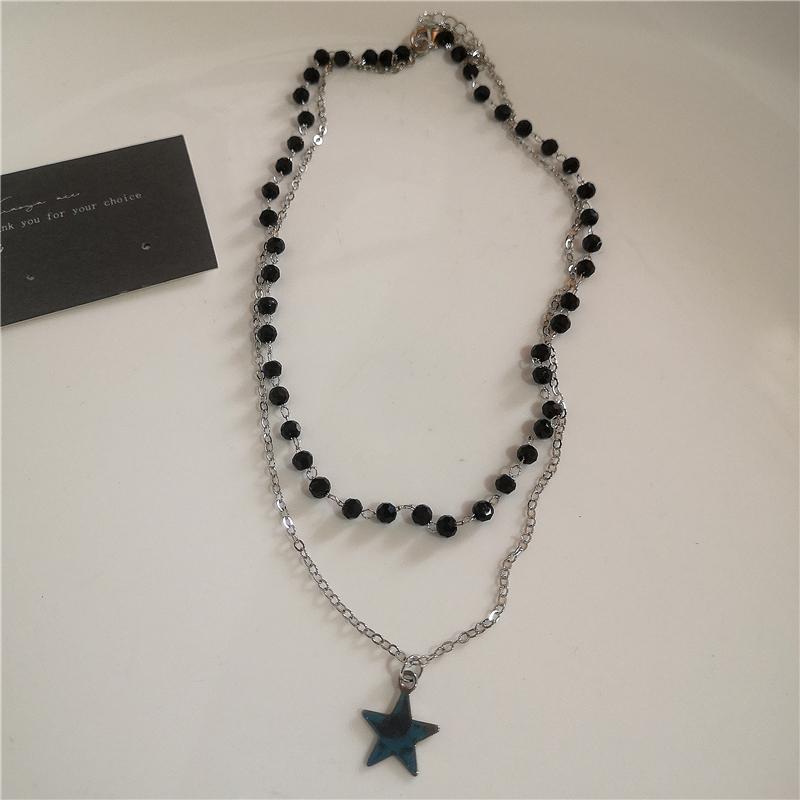 Punk Rock Vintage Star Pendant Chain Necklace For Men Women Charm Hip Hop 90s Y2K Grunge Goth Aesthetic Trendy EMO Accessories