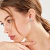 18K Golden Plated Inlaid CZ Stone Flower Shape Stud Earrings Sparkling Multi-colour 4-Leaf Flower Earrings Romantic Jewelry