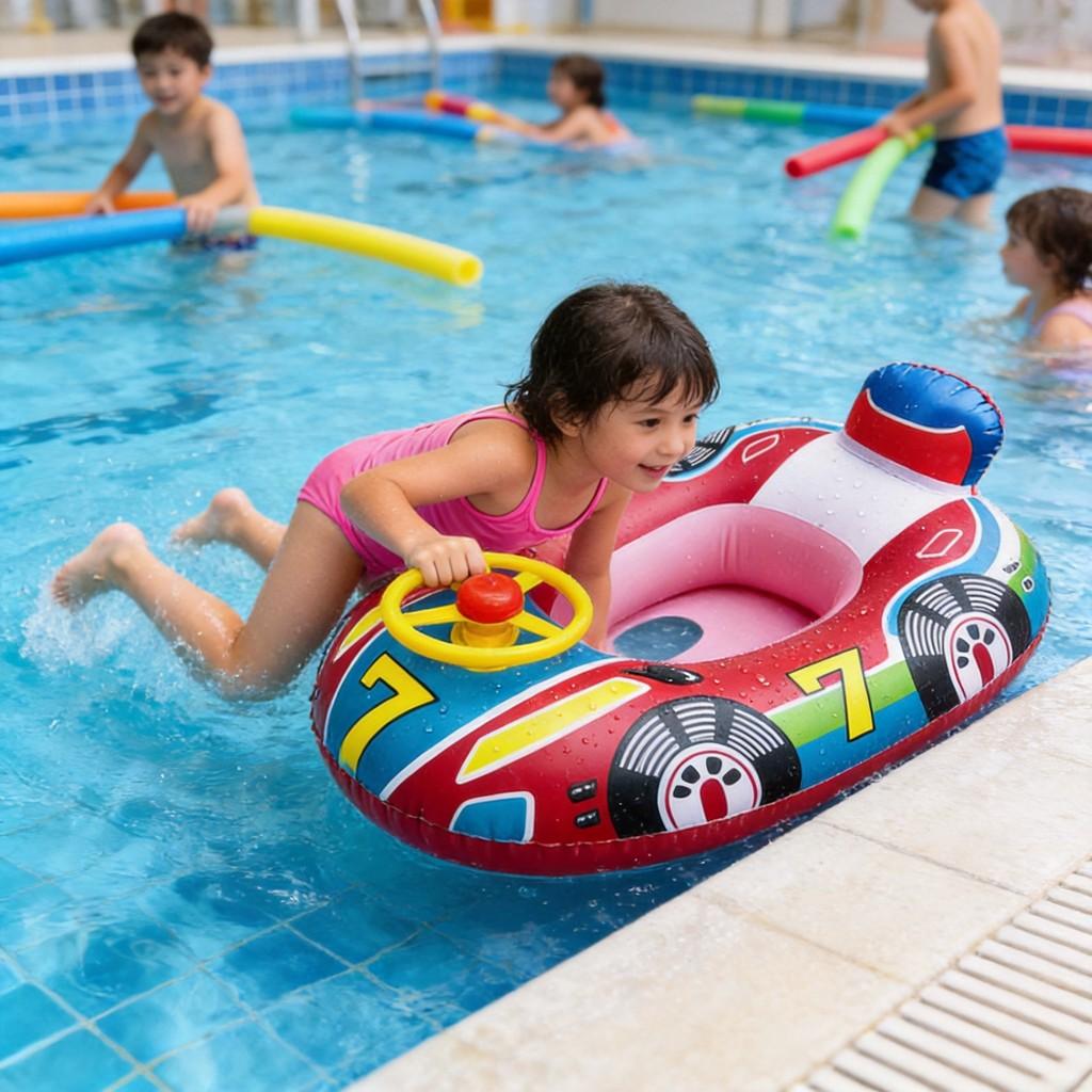 Aufblasbarer Schwimmring für Kinder mit Cartoon-Design, dickem PVC und großem Lenkrad für Wasserspiele