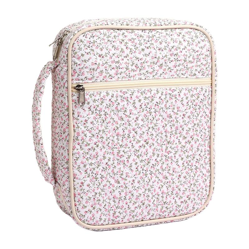 

Большой чехол для Библии для женщин, стеганая сумка для Библии, цветочные сумки для хранения Библии с карманом на молнии и ручкой, принадлежности для изучения Библии