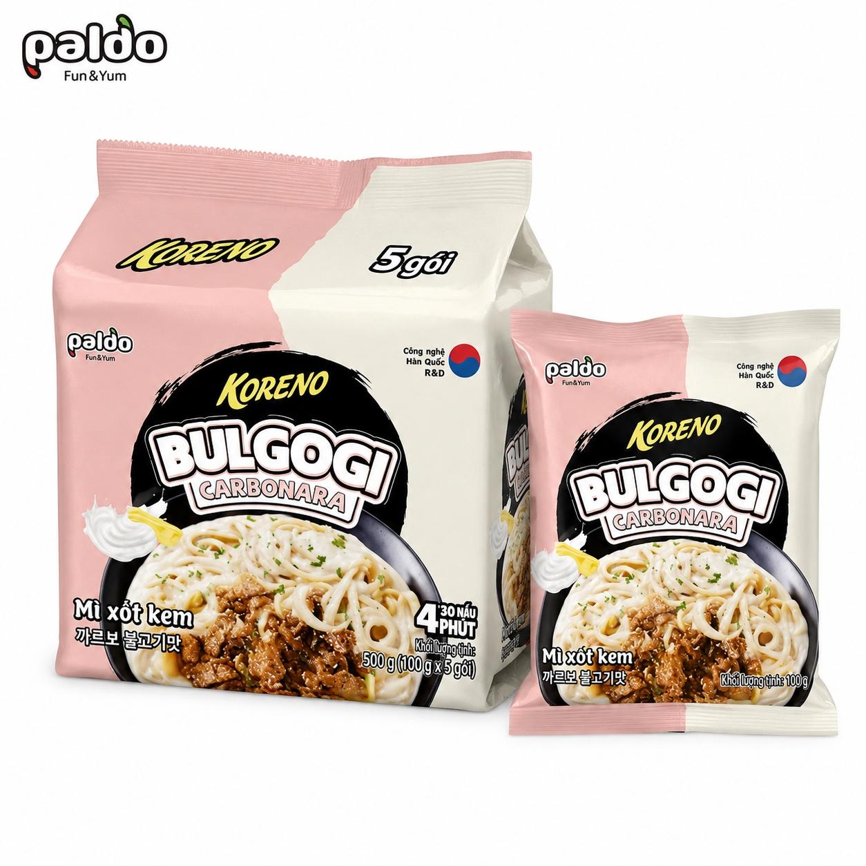 PALDO Cream Bacon Flavor Stir-Fried Noodle Multi-Pack 100g*5 | Rich Cream Bacon Flavor, Chewy Noodle Texture, Convenient Instant Food Cream Bacon Flavor