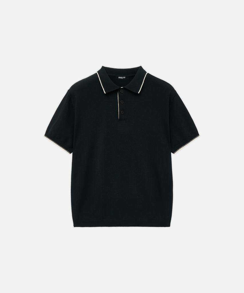 DRAW FIT Contrast Half Collar Knit [Black]