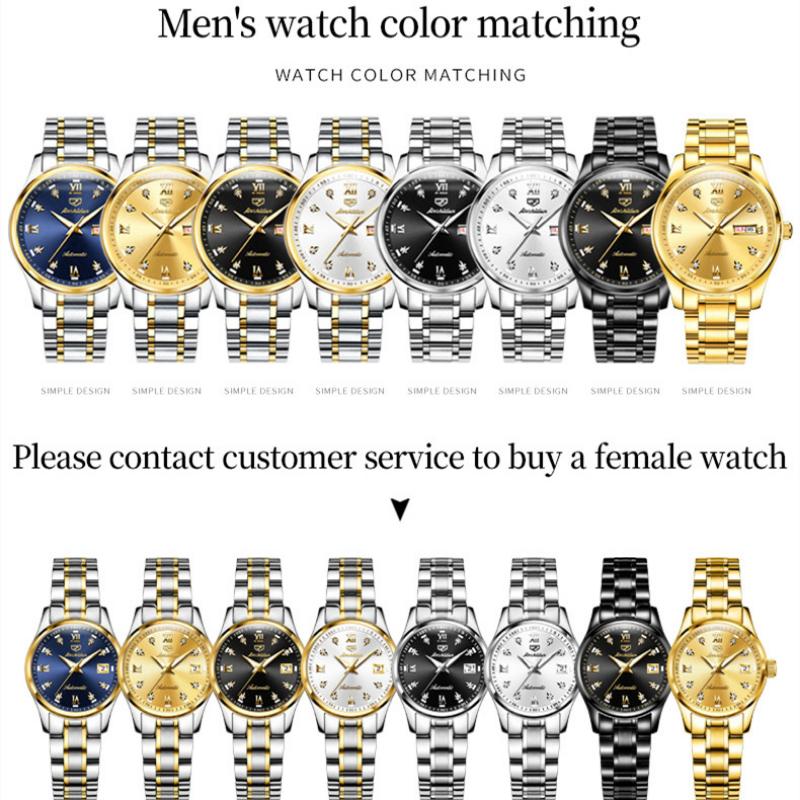 JINSHIDUN The New Business and leisure Men's Watch Fully Automatic Mechanical Watch Dual -daily Calendar Night Light Waterproof High -end Watch