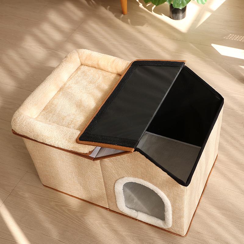 Four Season Foldable Non-Slip  Multi-Level Cat House Removable Washable Cat House Puppy Cave Sofa Pet Bed for Extra Small Dogs