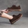 Johnature Echte Leder Ballerinas Bequem Vielseitig Schnürschuhe Pendeln Retro Weichbesohlte Damenschuhe
