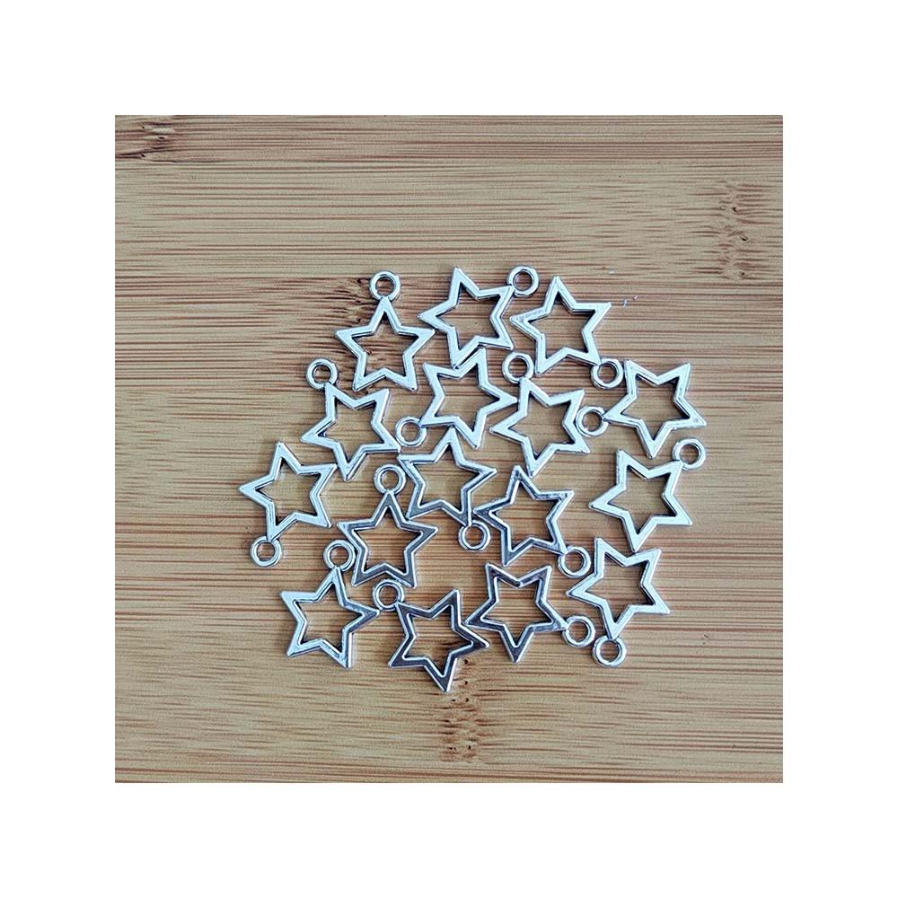 100pcs Tibetan Silver Plated Hollow Star Charms Jewelry Making Handmade Alloy Pendants Fit for Bracelet Necklace 18mm
