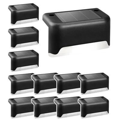 Lote de 12 lámparas solares impermeables para valla, escaleras, cerca, patio, terraza y camino (negro, blanco)