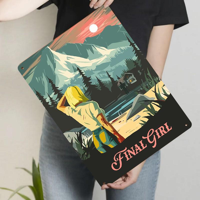 Final Girl Retro Metal Wall Art Vintage Horror Movie Poster Cabin in The Woods Decor 20x30cm（7.8x11.8inch）