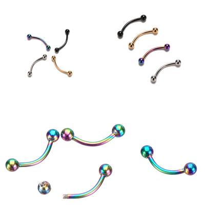 Paslanmaz Çelik Kavisli Barbell Top Kaş Halkası Kaş Piercing Vücut Takısı