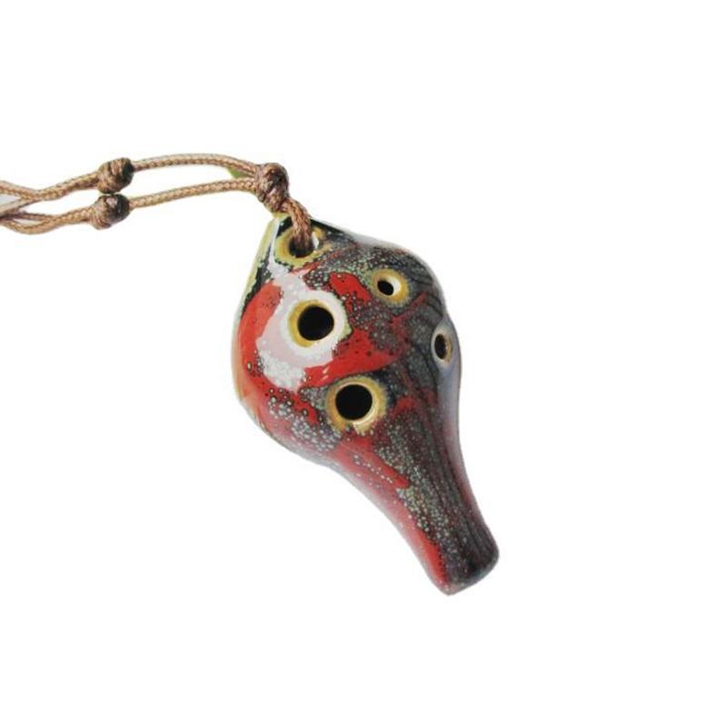 1Piece 6 Hole Small Ocarina Flute Beginner Instrument Tourist Souvenir Instrument Accessories Ceramic Pendant Student Art Supply