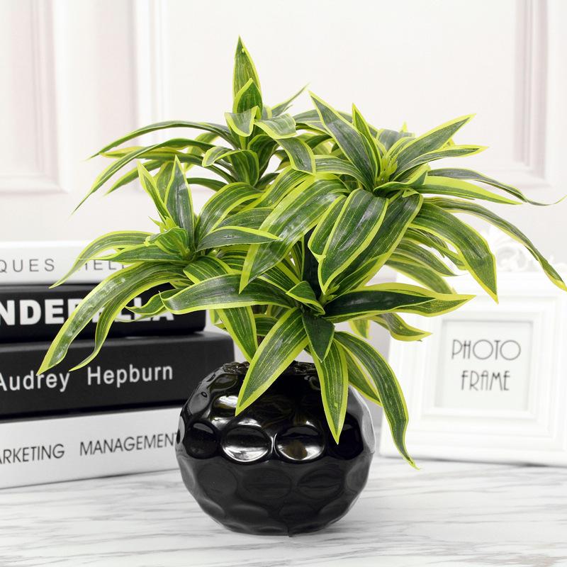 36 cm 3 Köpfe Künstliche Palme Kunststoff Bambus Zweig Tropische Topfpflanzen Gefälschte Gras Für Home Desktop Pflanze Wand Dekoration