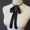 Girls Lady Tassel Jewelry Pearl Diamod Brooch Collar Pin Cravat Bow Tie