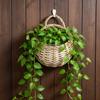 2Pcs Woven Hanging Planter Basket Wall Hanging Flower Basket Rustic Decorative Storage Organizer for Kitchen Bathroom Living