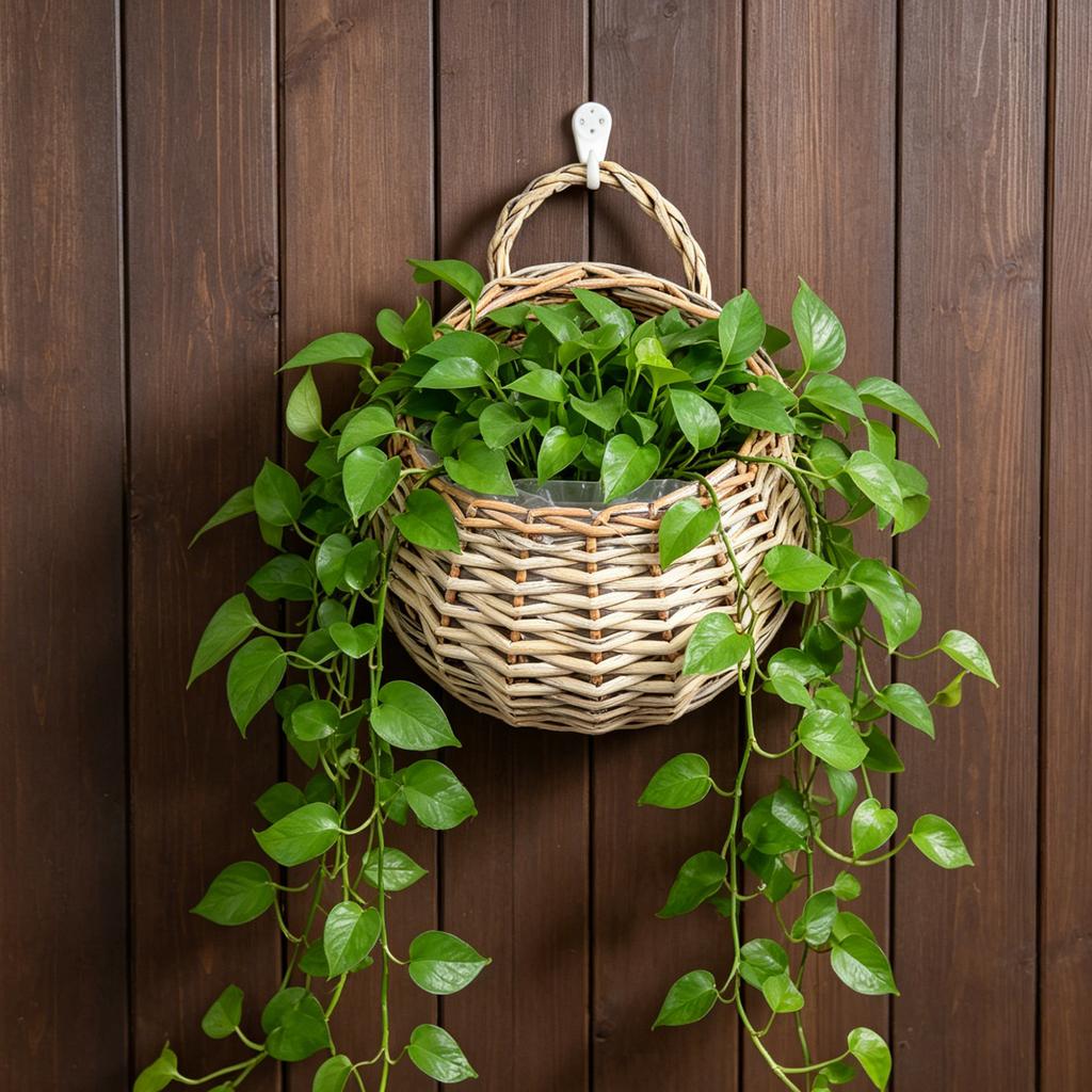 2Pcs Woven Hanging Planter Basket Wall Hanging Flower Basket Rustic Decorative Storage Organizer for Kitchen Bathroom Living