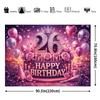 2D Women's 26th Birthday Backdrop, Purple Pink Glitter Themed Photography Background