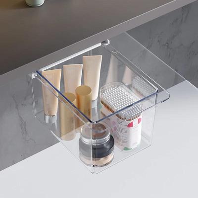 Mini contenitore per gioielli sotto la scrivania, contenitore per dischetti di cotone, organizer per cosmetici e trucchi, in plastica trasparente, sotto il cassetto del tavolo