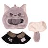 Niannyyhouse Plush Doll Clothing Set (10-15cm) - Hat, Cape, Pants, Wolf Bear Pattern - Plush Doll Dress-Up Accessory (Gray)