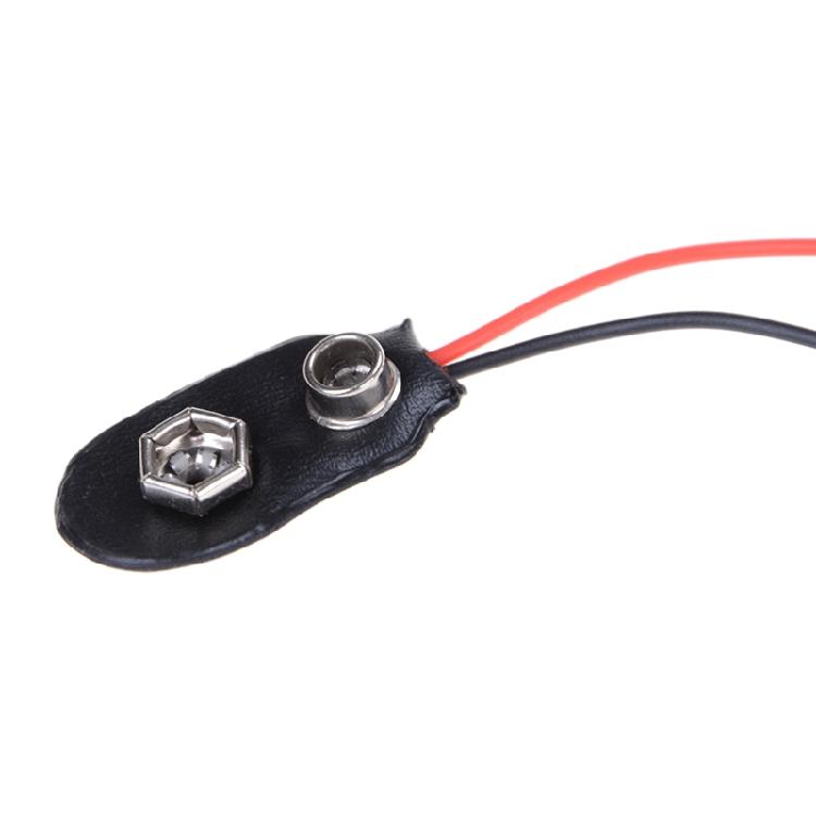 10 Pack 9V Battery Clip I Type Faux Leather Black Red Wires Leads Length 5.9"