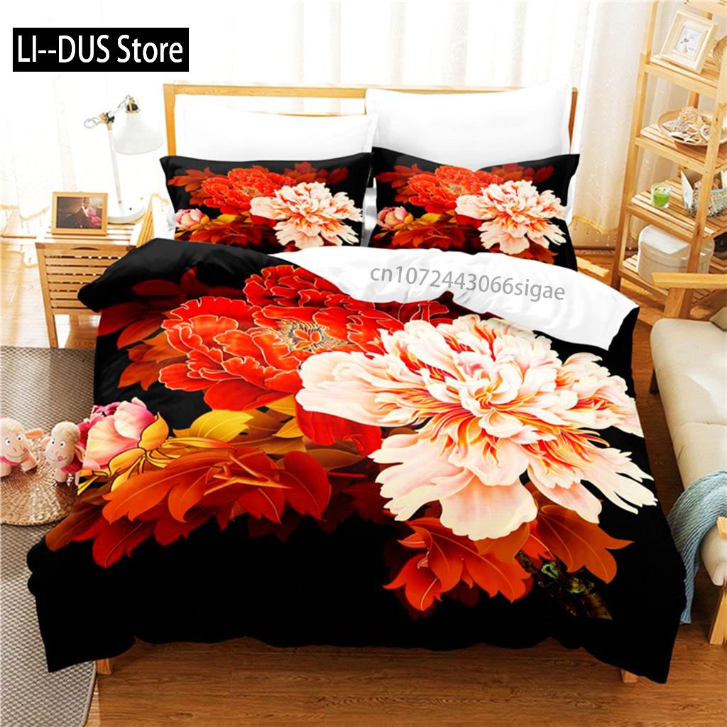 

Beautiful Flowers Bedding Set Duvet Cover Set 3d Bedding Digital Printing Queen Size Bedding Set Fashion Design EU single(135x200cm)