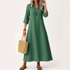 Elegant Long Boho Beach Maxi Dress For Women V Neck 3 4 Sleeve Summer Dress