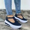 Wind large size casual single shoes women's spring new thick-soled one-word buckle Brock single shoes