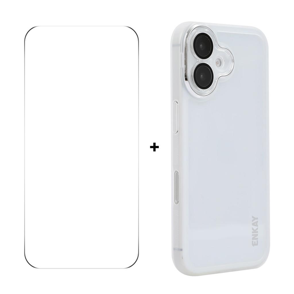 Für iPhone 16 Plus ENKAY HAT PRINCE Hülle Matte TPU Handyhülle mit Objektivfolie+9H Glasschutz