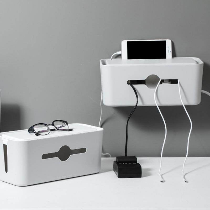 Data Cable Storage Box Cable Storage Box Organizer Dustproof Lid Data Cable Organization Box Non-Slip Bottom For Headset