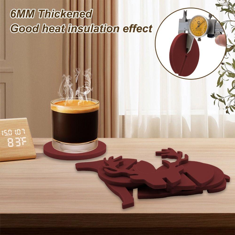 Animal-Themed Elk Coaster Silicone Tableware Pad Stylish Elk Cup Mat Home