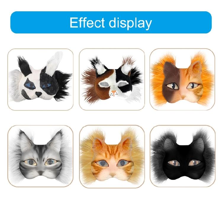 Animal Mask Set Unpainted Cats Mask Halloween Cosplay Mask Masquerade Mask Hand-Painted Foxes Mask with Furs