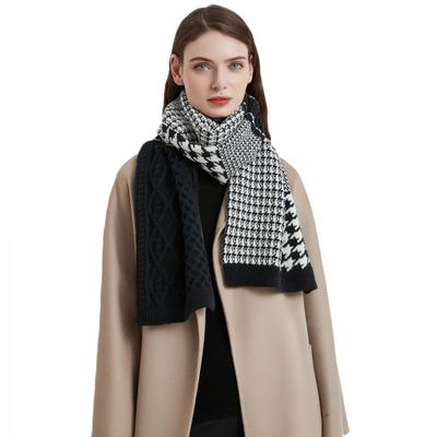 Outono Inverno Masculino Feminino Grosso Malha Houndstooth Lã Cachecol