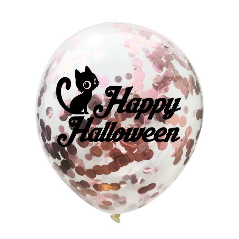 4pcs 12inch Halloween Transparent Champagne Confetti Latex Balloons Skull Witch Ghost Black Cat Halloween Scary Decors Supplies