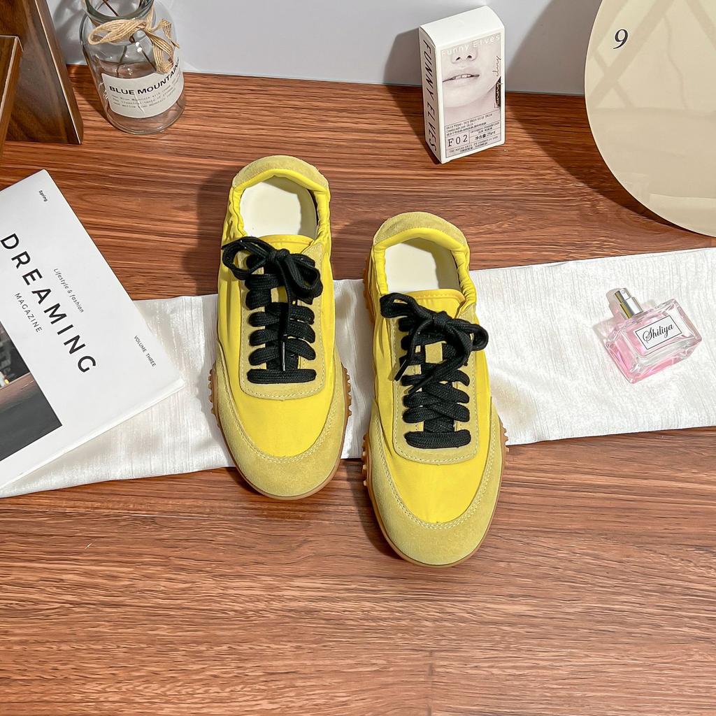 Cowhide Version~ 2025 New Retro Round Head Lace-up Leather German Training Shoes Women's Flat-bottomed Casual Sports Forrest Gump Board Shoes